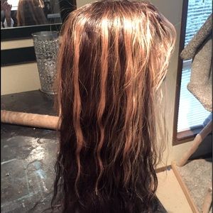 Human soft hair mixed with fiber long highlighted
